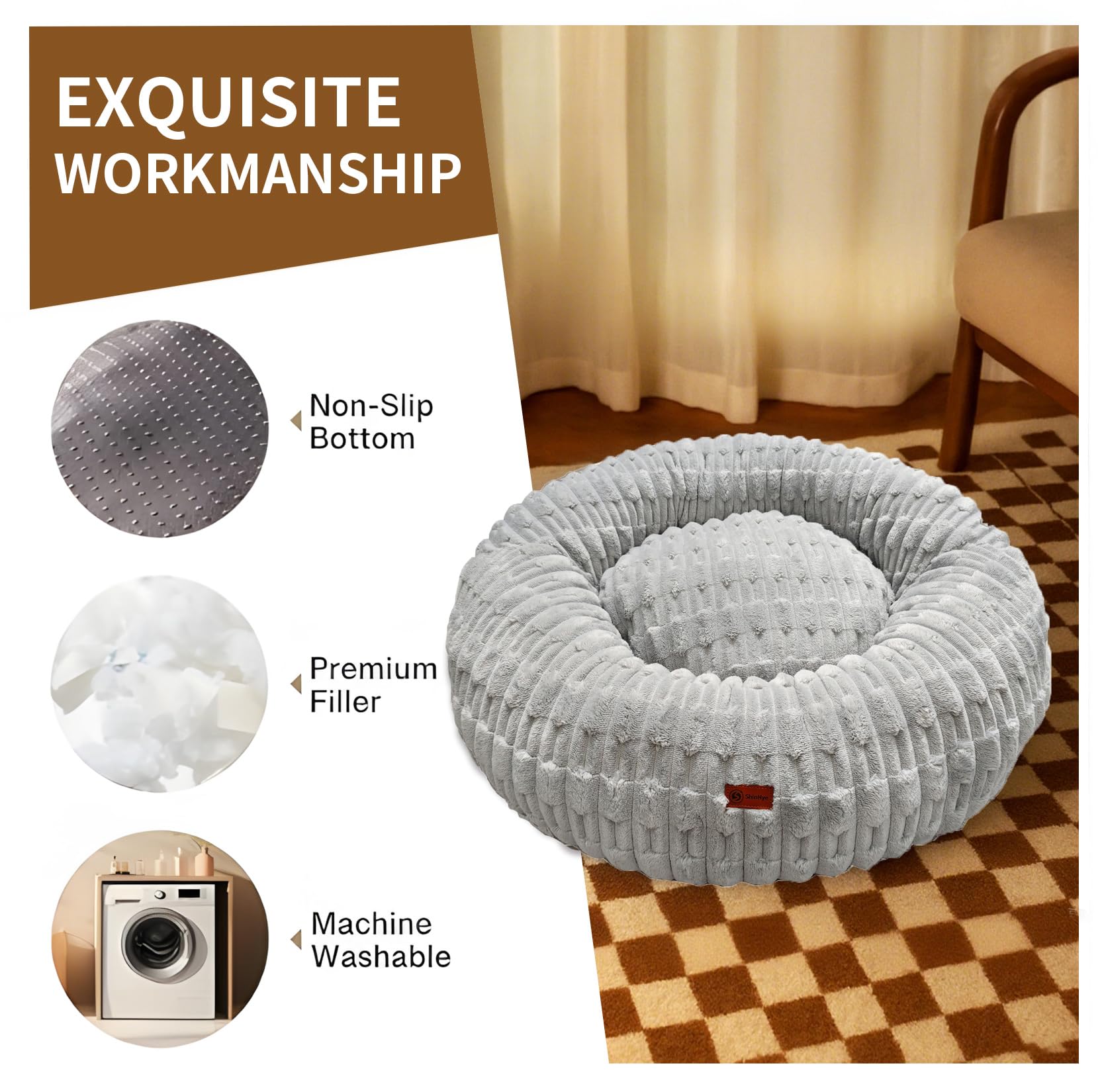 Bordes elevados de la cama ShinHye abrazan cuello y cabeza para mayor comodidad.