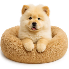 Cama SHINY-V en forma de dona para mascotas pequeñas, confort suave.