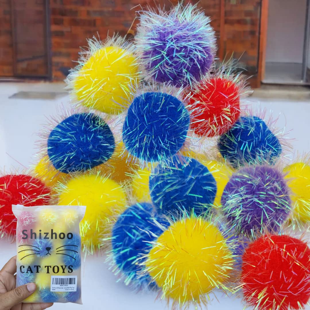 Shizhoo bolas pom-pom brillantes 2 pulgadas, ideal para juego diario y estimulación suave.