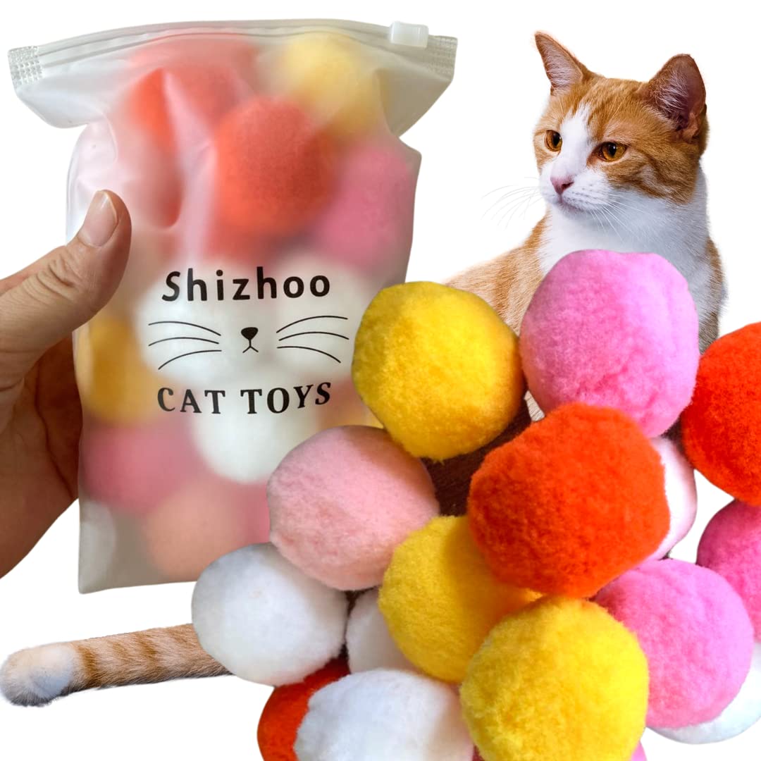 Bola Shizhoo pom pom suave para gatos, ideal para juego interactivo.
