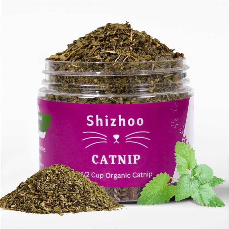Shizhoo Catnip empaque orgánico, frescura y conveniencia para gatos.