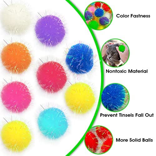 Shizhoo gato juega con pom-pom interactivo para ejercicio divertido.