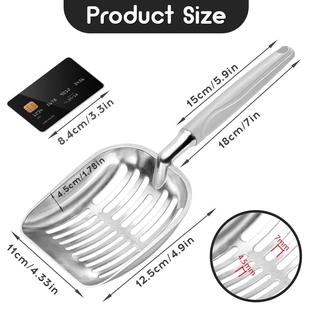 Cucharón de metal Showvigor, aluminio resistente, ideal para levantar grumos sin romper.