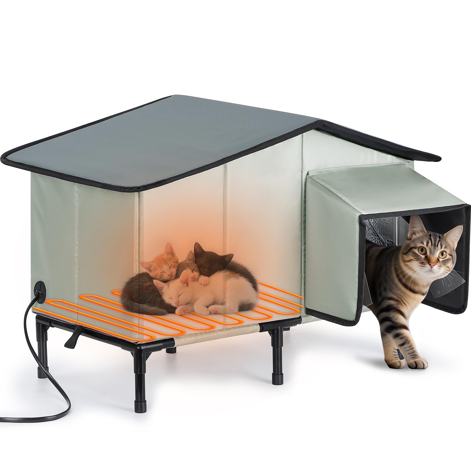Casa SHU UFANRO para gatos, vista exterior cálida para climas fríos.