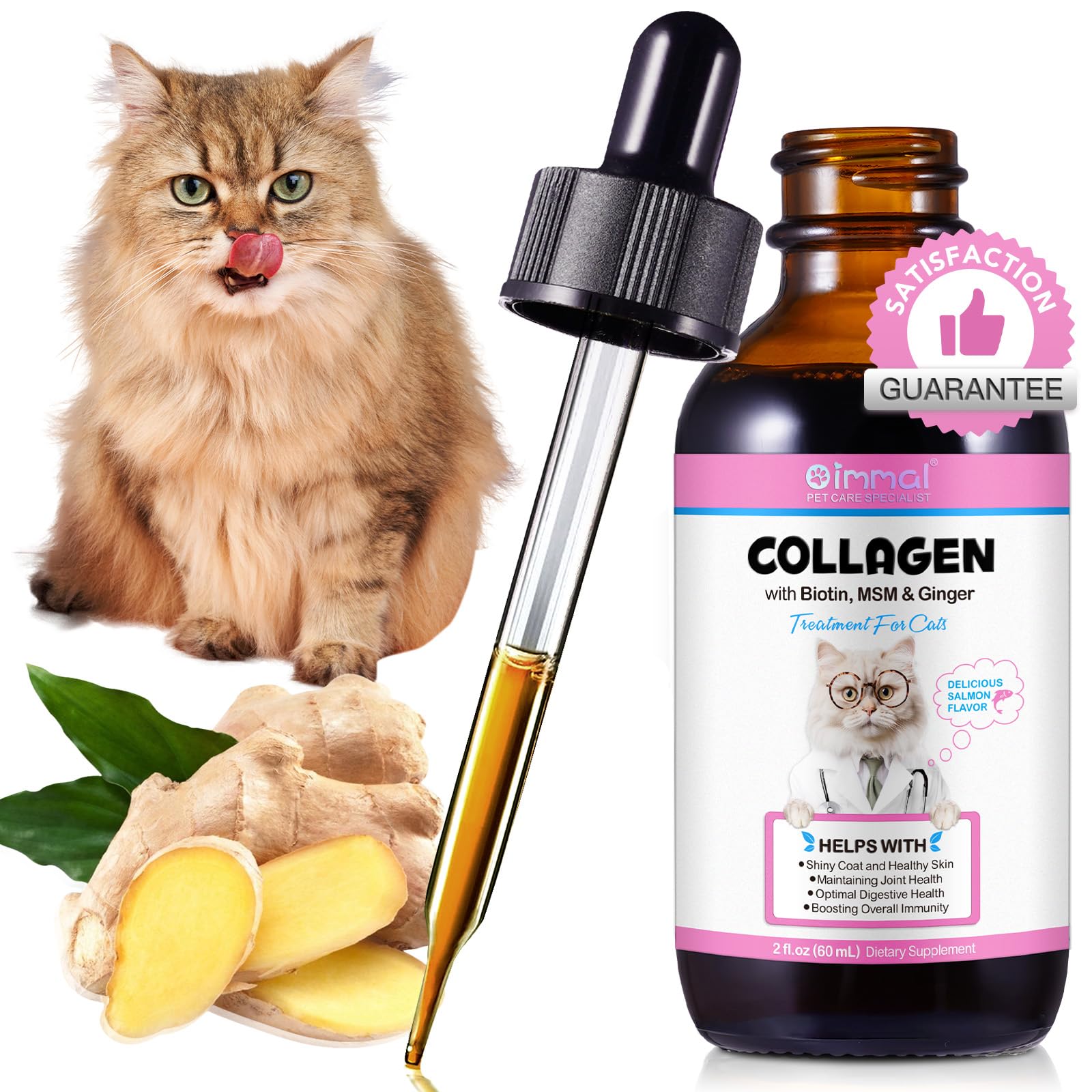 Shuangjia Colágeno para Gatos, frasco de gotas fácil de usar para dosis diarias
