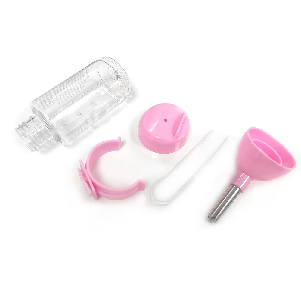 Shudyear dispensador agua rosado, compacto y apto para mascotas pequeñas.