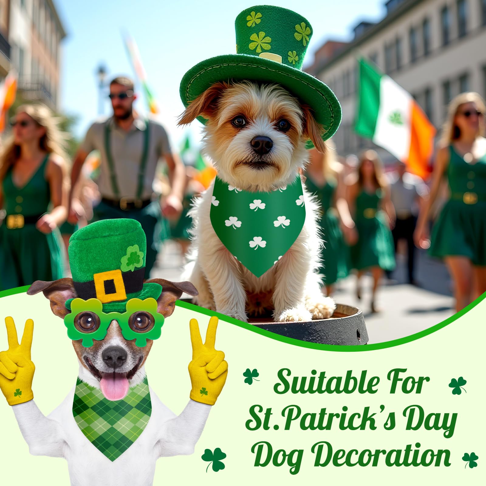 Bandanas Shyyween con trebol verde para mascotas, diseño llamativo