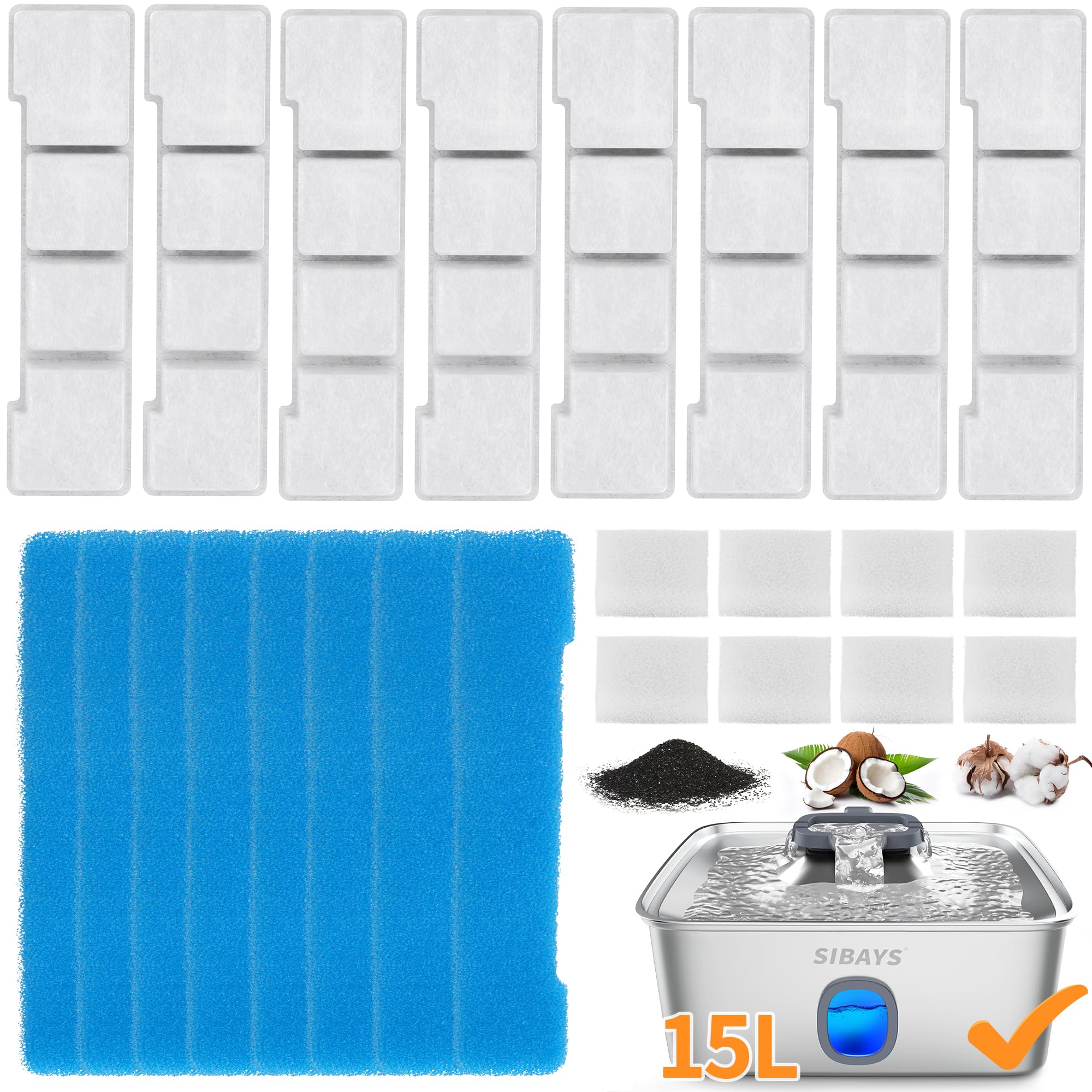 Filtro SIBAYS de cinco capas para bebedero 4Gal, agua más limpia para tu perro