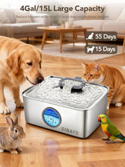 Fuente de agua automática para perro SIBAYS con flujo constante.