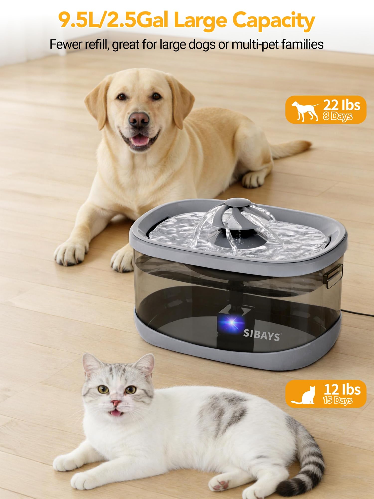 SIBAYS con tres modos de flujo ajustables para múltiples mascotas.