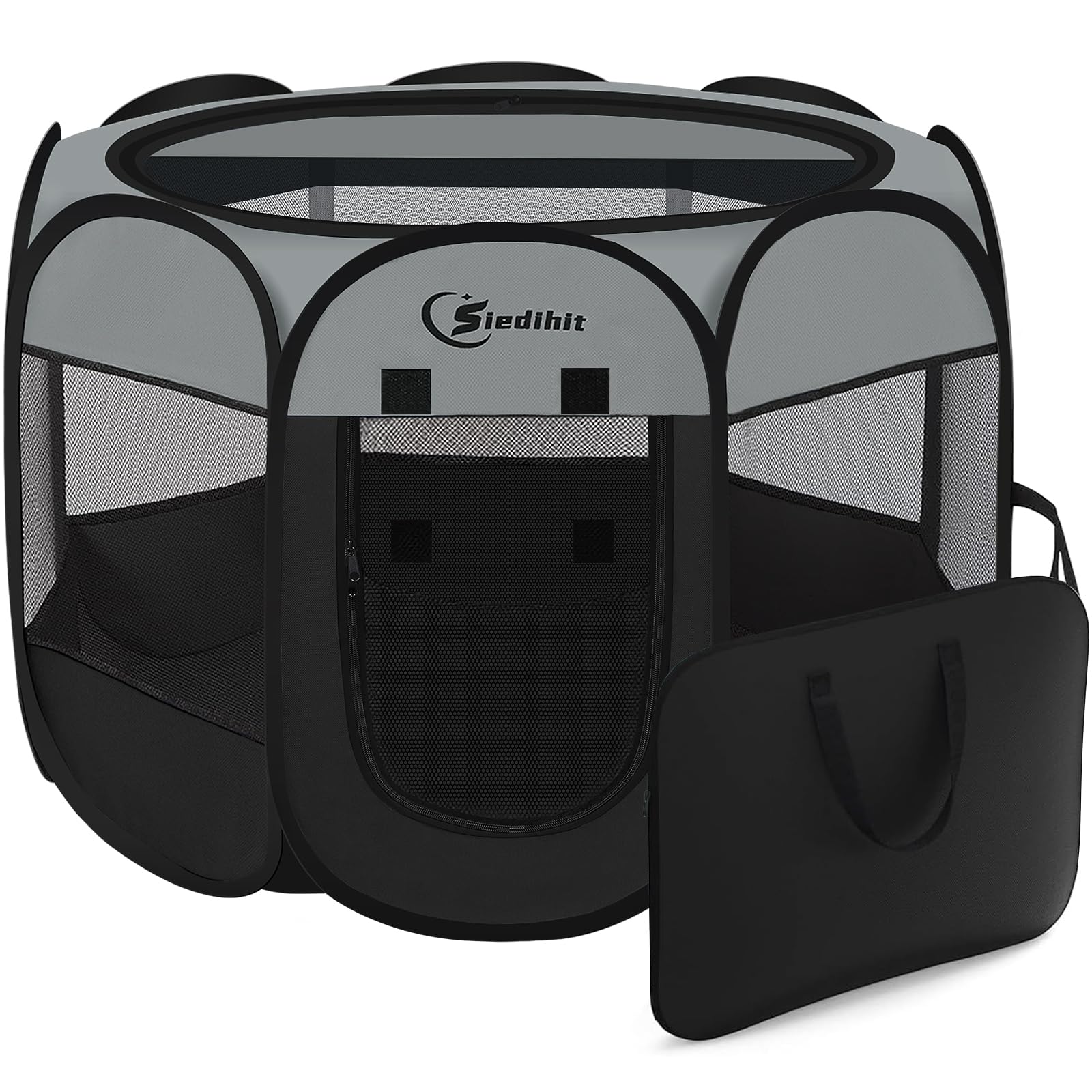 Siedihit corral de juego con malla lateral ofrece visión 360 para la mascota