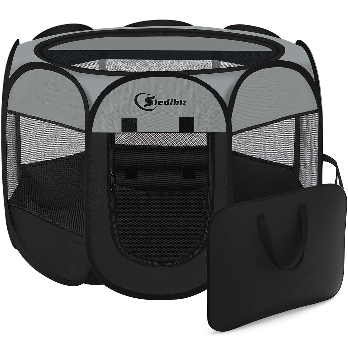 Siedihit corral de juego con malla lateral ofrece visión 360 para la mascota