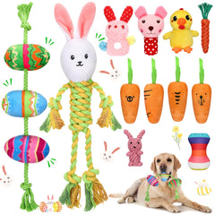 SilTriangle huevo-pascua peluche chirriante para perros, ideal para juego interactivo.