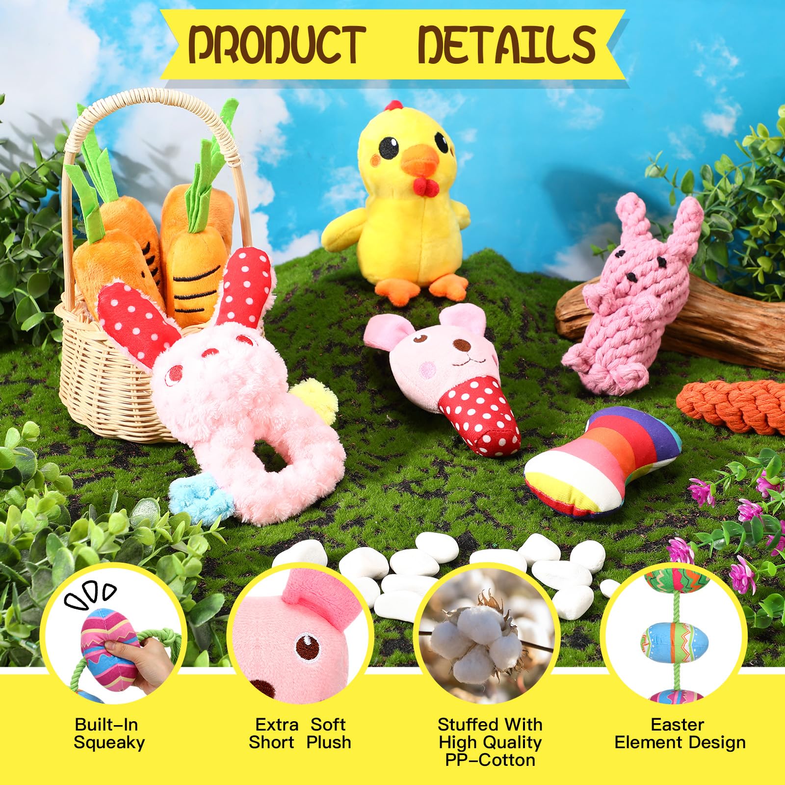 SilTriangle zanahoria-pascua peluche chirriante, divertido para juegos interactivos.