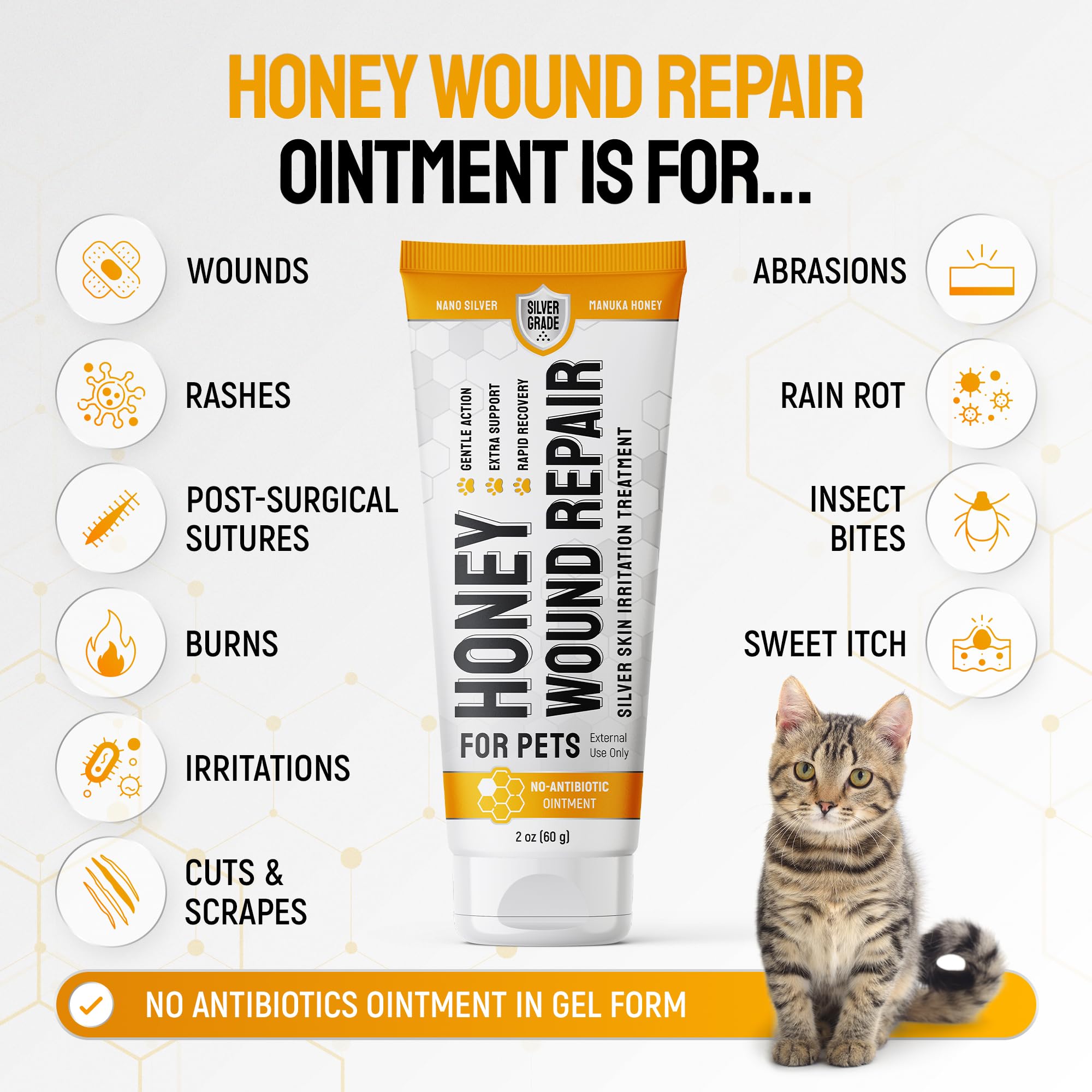 Tubo SILVER GRADE de 2 onzas, miel de Manuka para uso cómodo