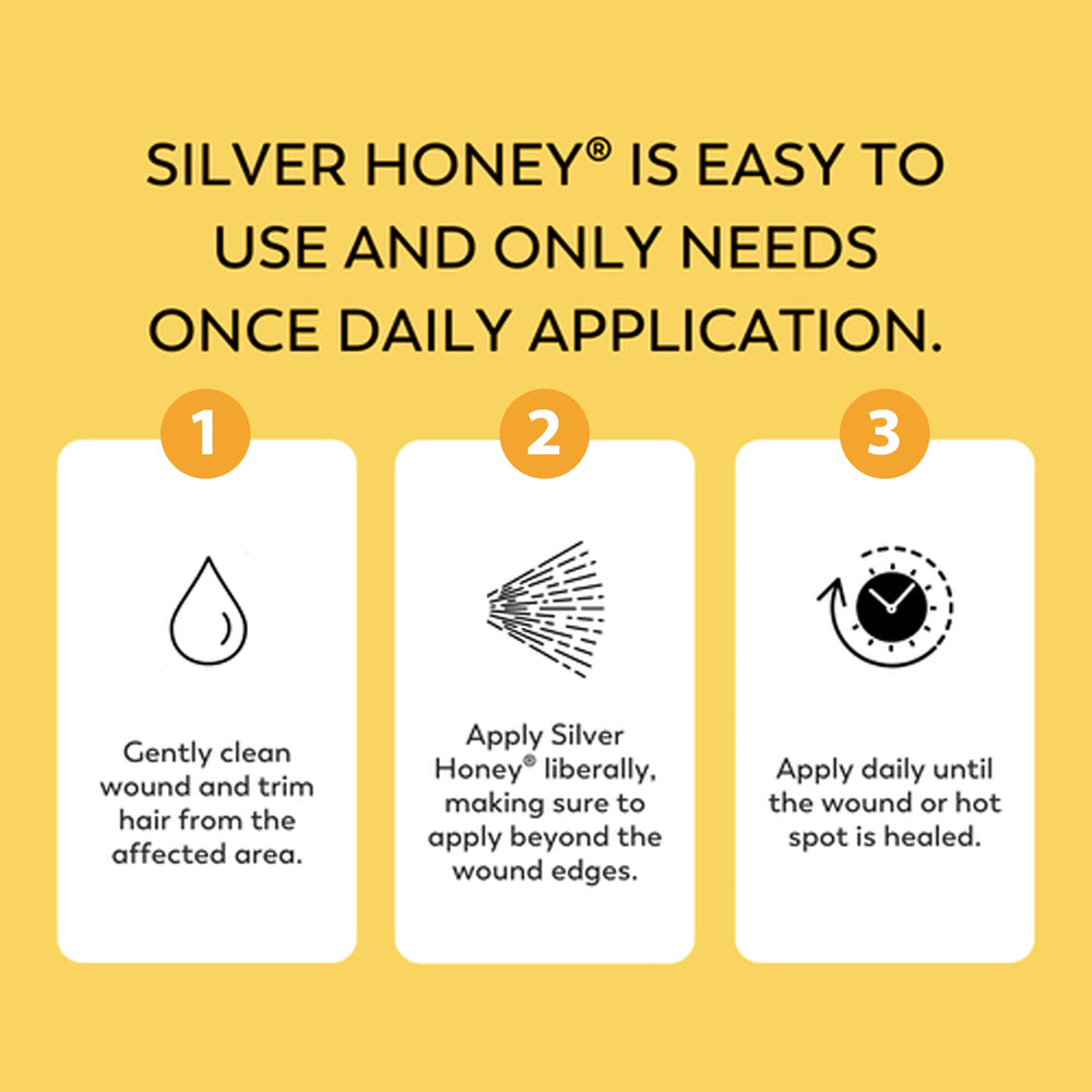 Silver Honey Absorbine aplicación sin contacto facilita tratamiento sin tocar la piel.