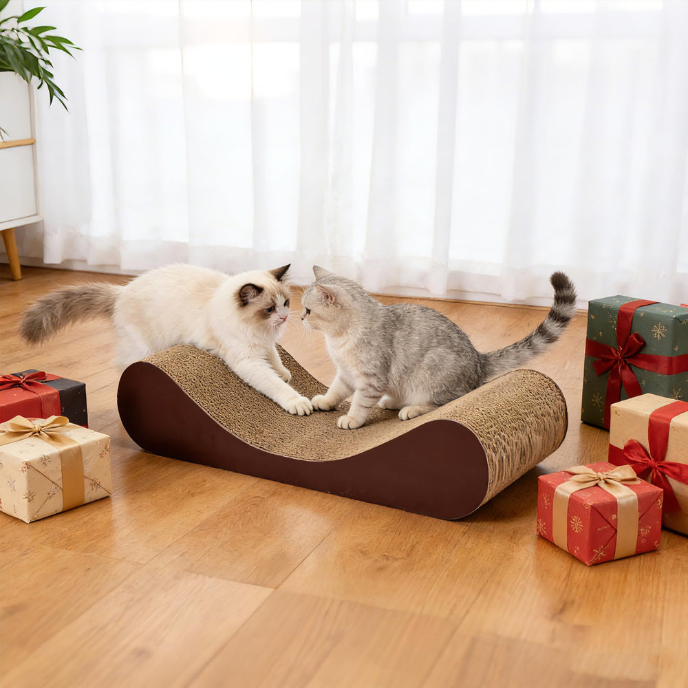 Simple Deluxe cama-rascador-gato-carton-ondulado: diseño ergonómico para juego y reposo.