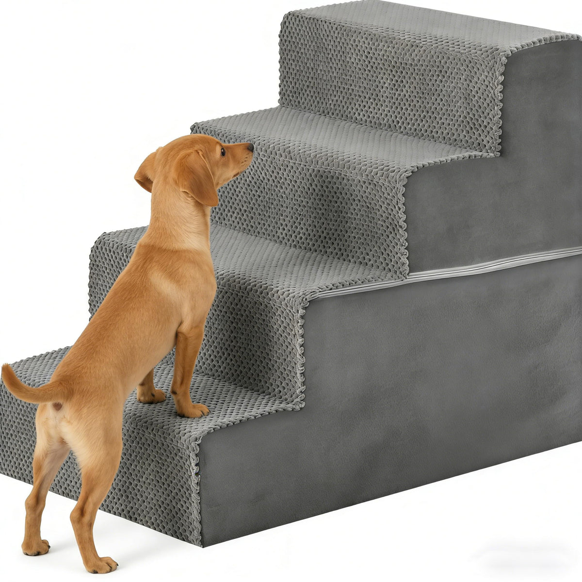 Simple Deluxe escaleras para perros de 4 pasos, facilitan subir al sofá sin saltos bruscos.
