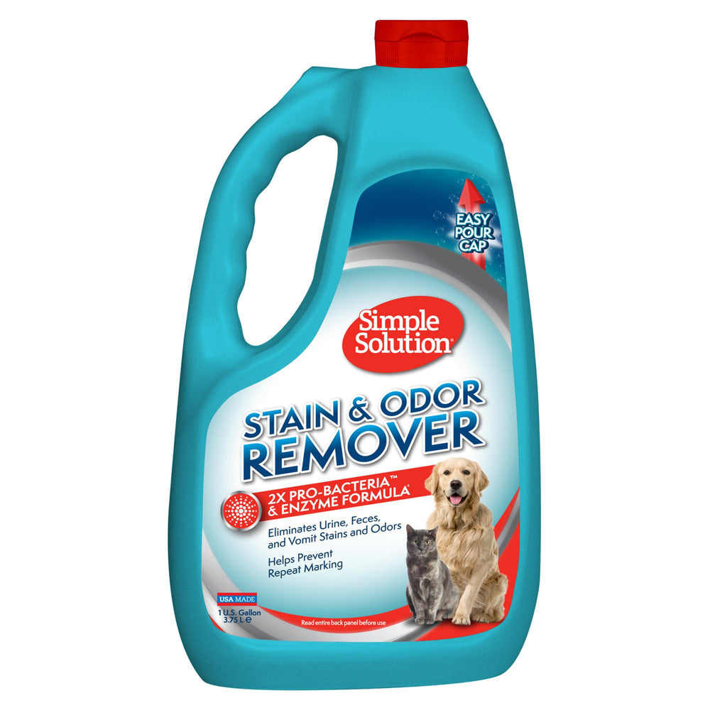 Simple Solution: botella aplicando eliminador de manchas de mascotas en alfombras