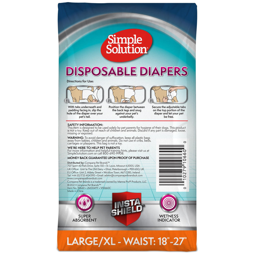 Pañales Simple Solution permiten movimientos cómodos y secos para perros activos.