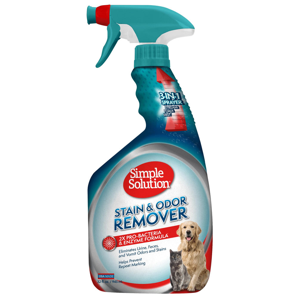 Simple Solution eliminador de manchas y olores en botella, ideal para alfombras con mascotas