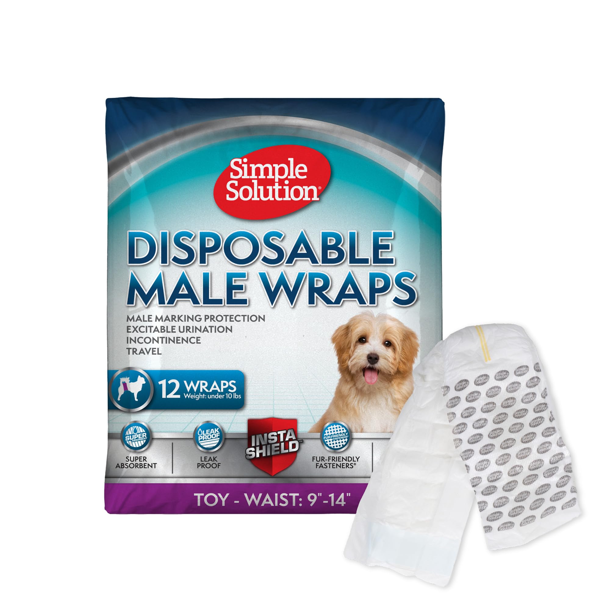 Simple Solution fajas desechables para macho de perro miniatura, absorbentes para entrenamiento