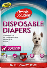 Pañales Simple Solution para perro femenino, ajuste elástico y cintura de 12–19 pulgadas para confort diario.