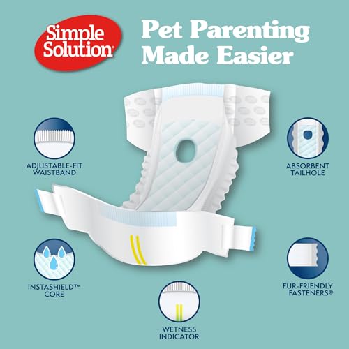 Pañales Simple Solution para ajuste cómodo en perras medianas, ideal para entrenamiento y uso diario.