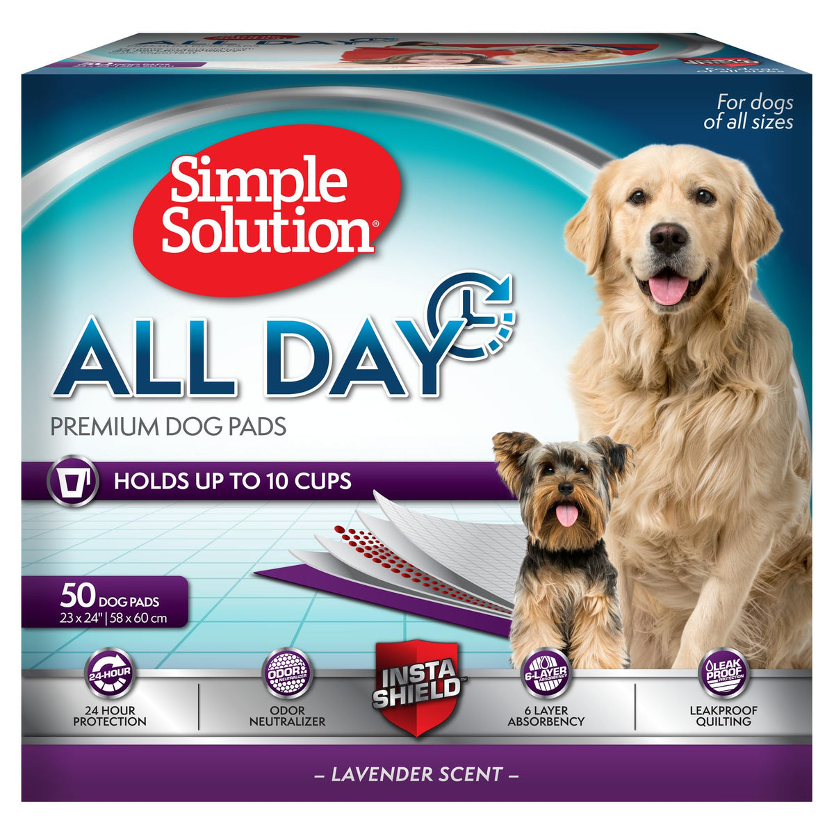 Tapete Simple Solution con lavanda para entrenamiento diario de perros en casa.