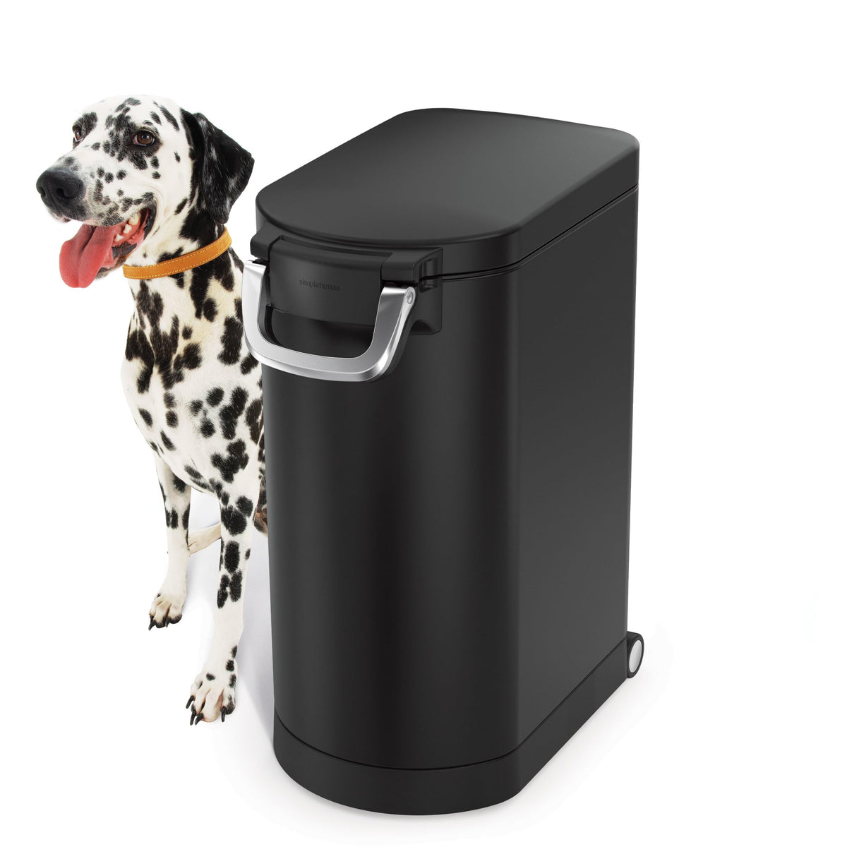 simplehuman contenedor alimentos mascotas 30 l negro mate vista frontal
