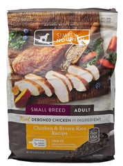SIMPLY NOURISH bolsa para perros de raza pequeña con pollo y arroz para energía diaria.