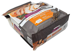 SIMPLY NOURISH, guía de alimentación impresa en el reverso de la bolsa.