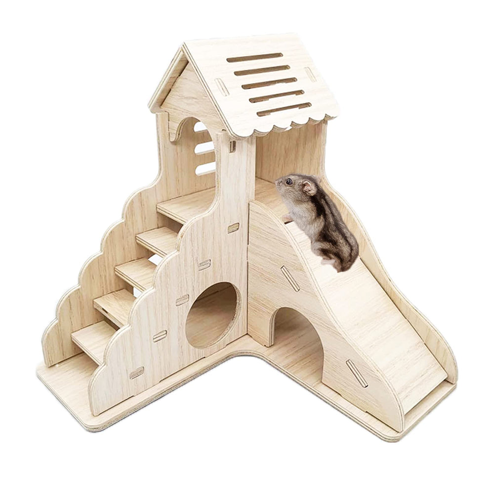 Sirvarni casa hámster madera con espacios ocultos para juego y descanso
