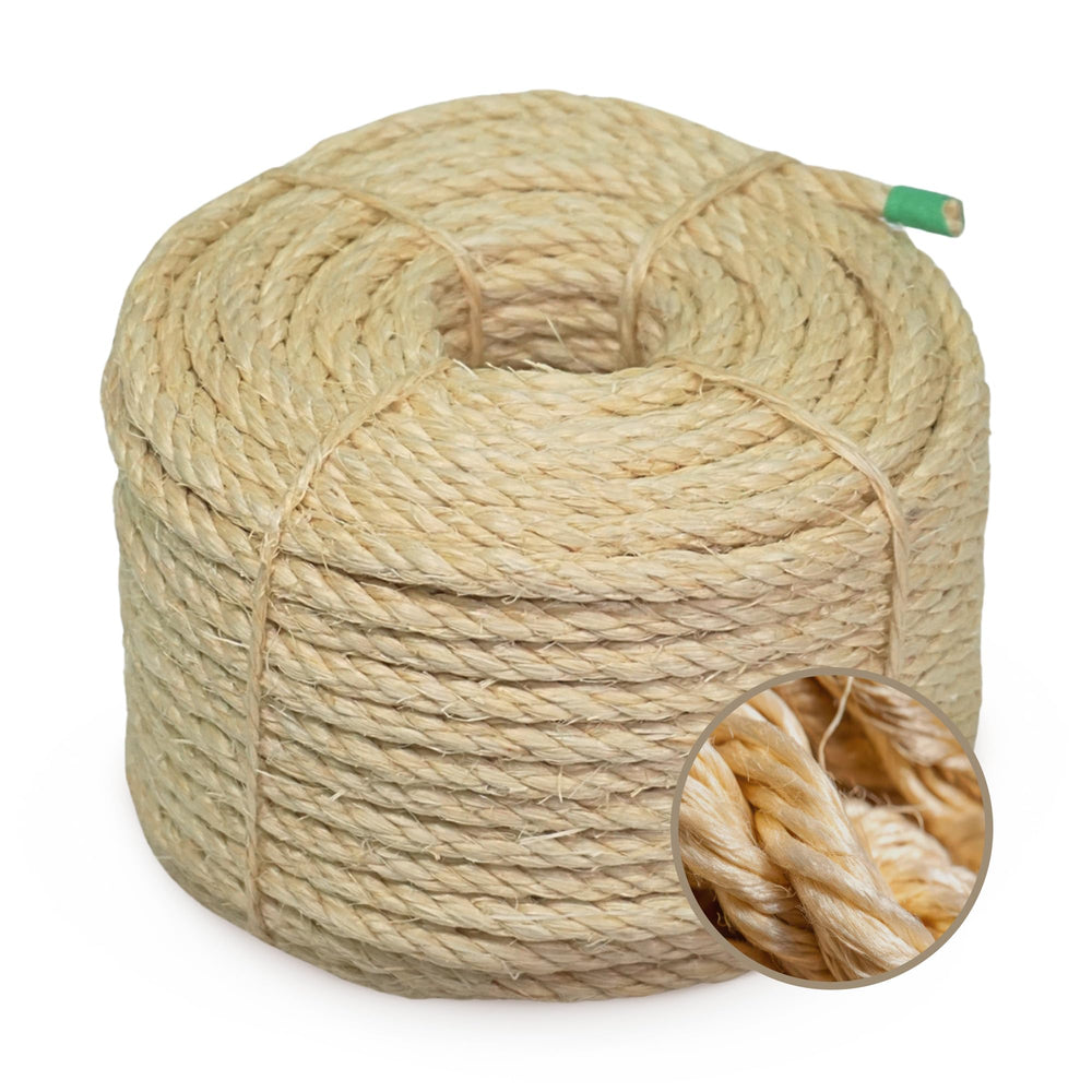 Sisalana cuerda brasileño 100ft, textura natural para bricolaje y decoración duradera.
