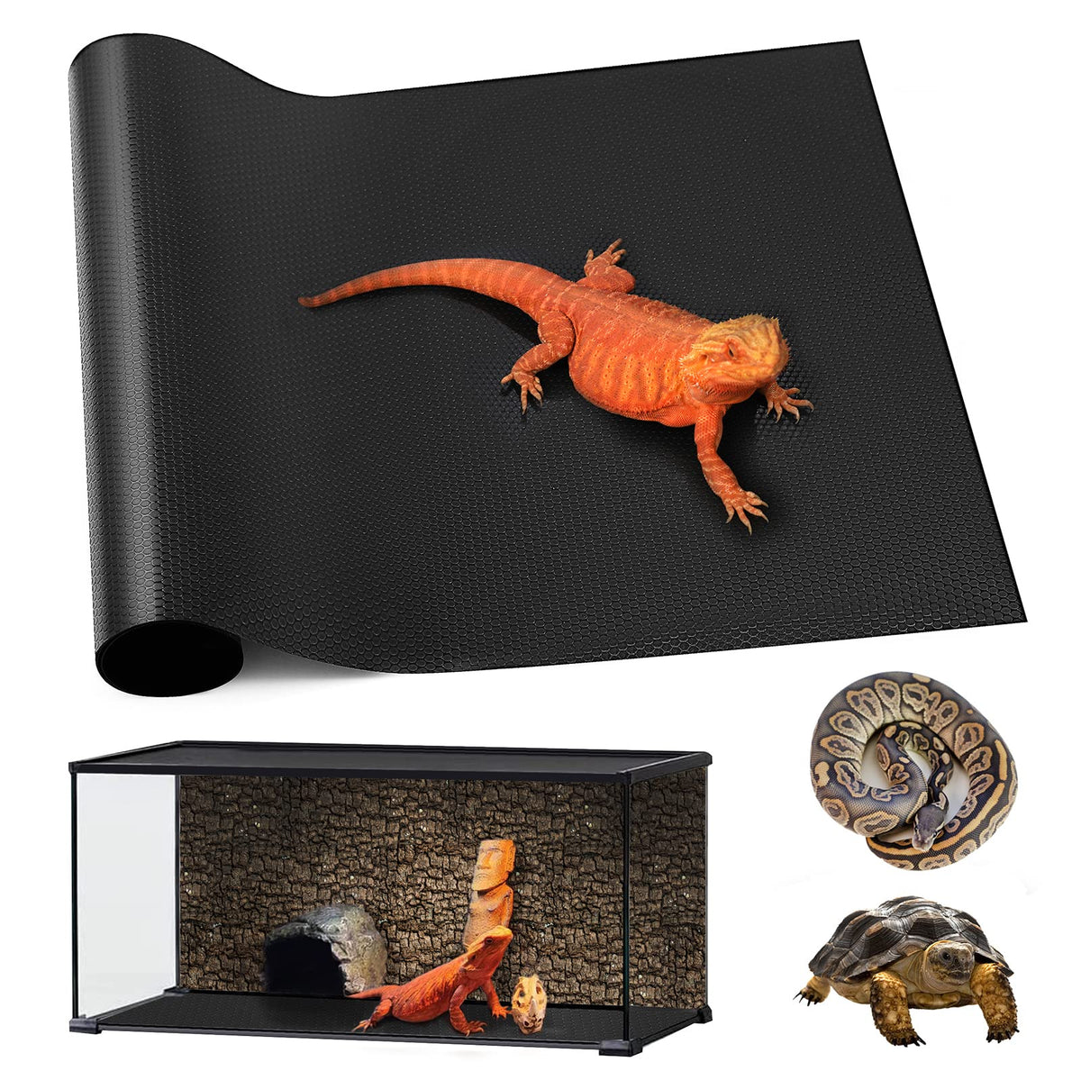 Tapete SISIPAI LIFE para reptiles 18x36 en tanque de 40 galones, antideslizante.