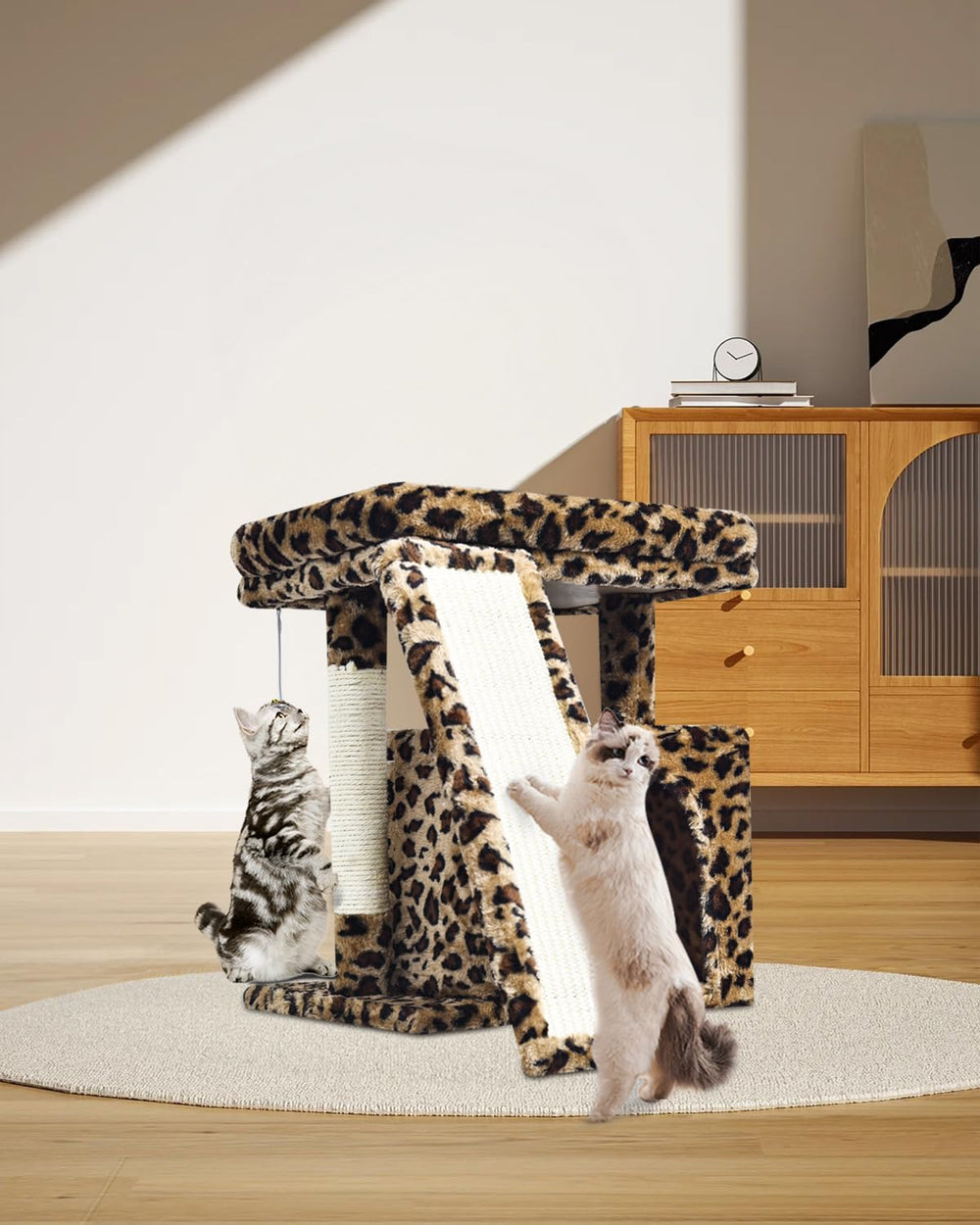 SIYIPURR árbol leopardo base firme para balance y juego seguro.