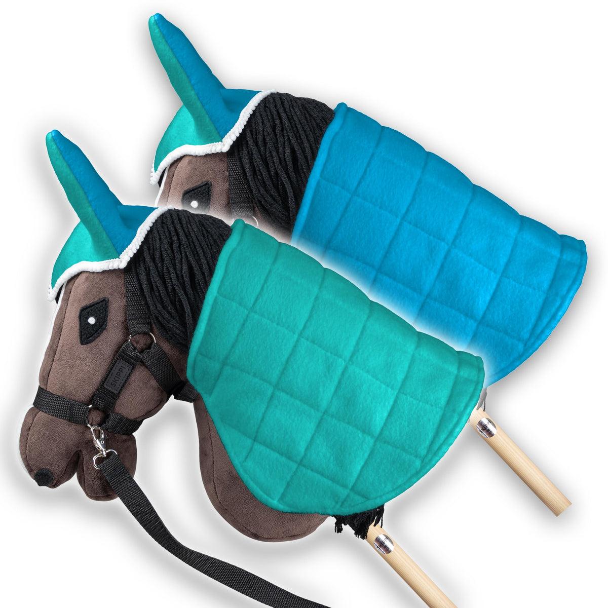Manta reversible SKIPPI de dos caras menta y azul para cambiar la apariencia.