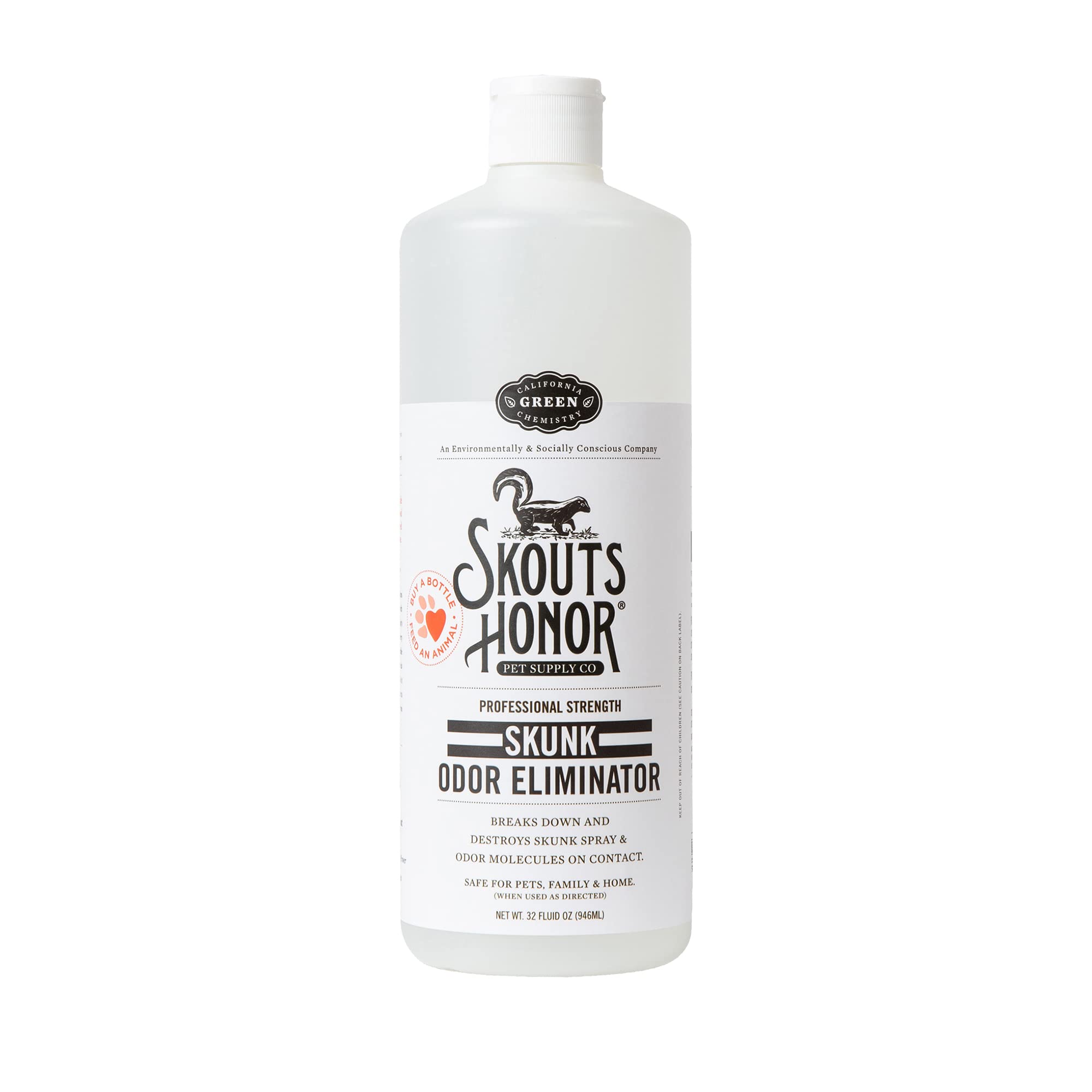 Skout's Honor eliminador de olor Skunk en botella, uso doméstico seguro y efectivo.
