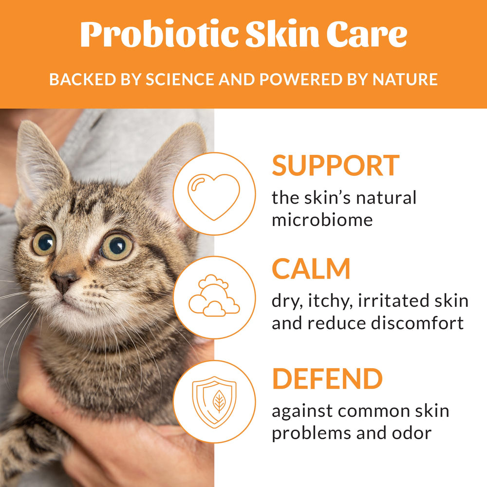 Microbioma de la piel del gato apoyado por probióticos de Skout's Honor