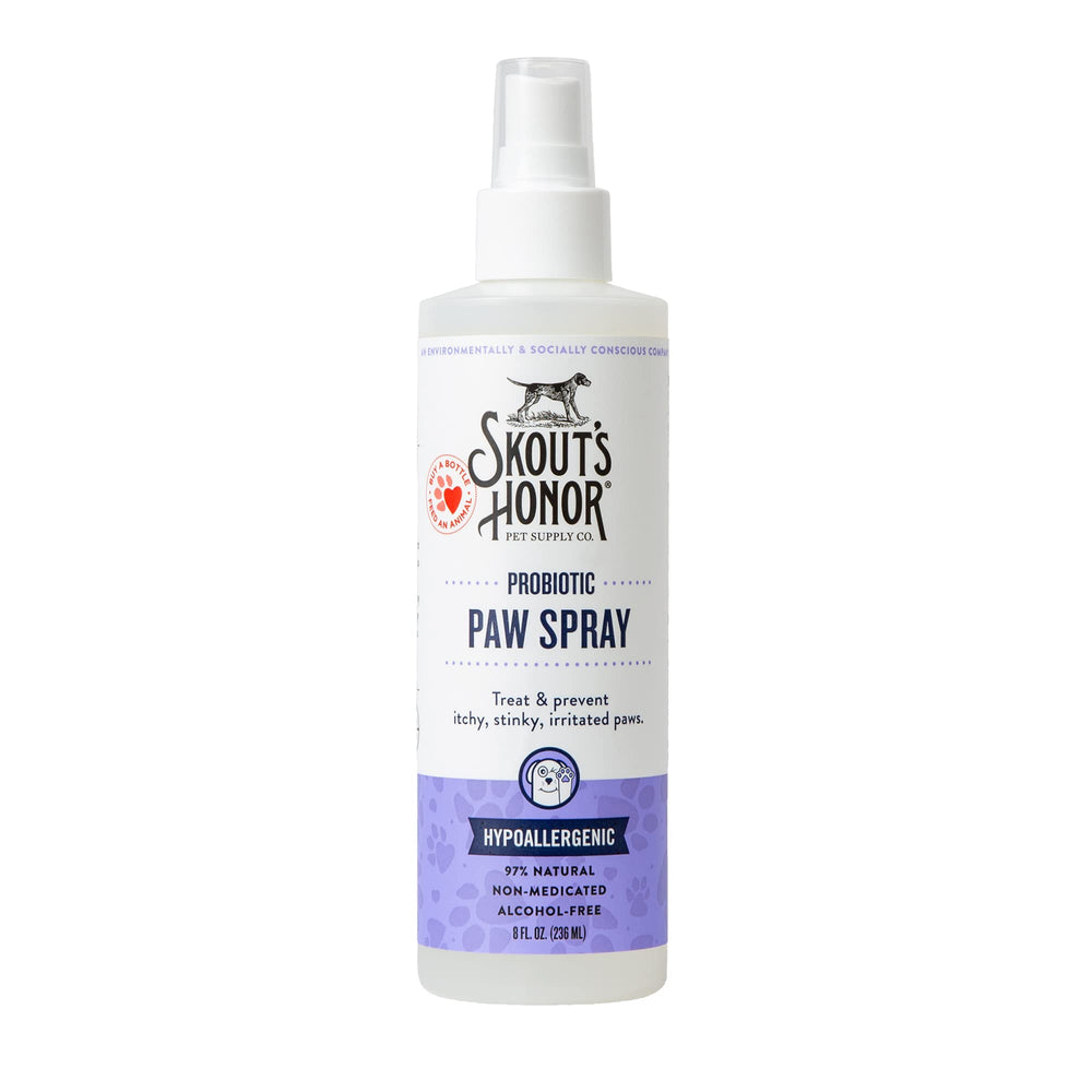 Skout's Honor Probiotic Paw Spray en botella para cuidado suave de patas caninas