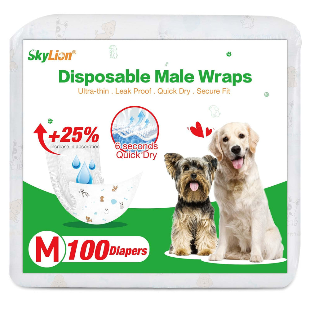 SkyLion pañales para perro macho, uso nocturno con absorcion mejorada.
