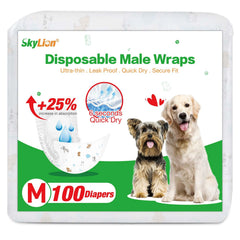 SkyLion pañales para perro macho, uso nocturno con absorcion mejorada.