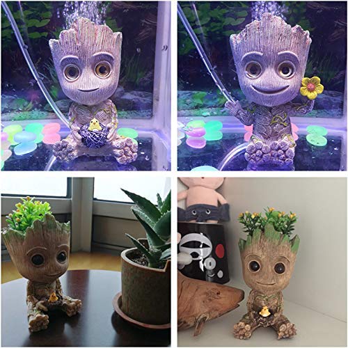 Decoración de resina SLOCME Groot para acuario con burbujas.