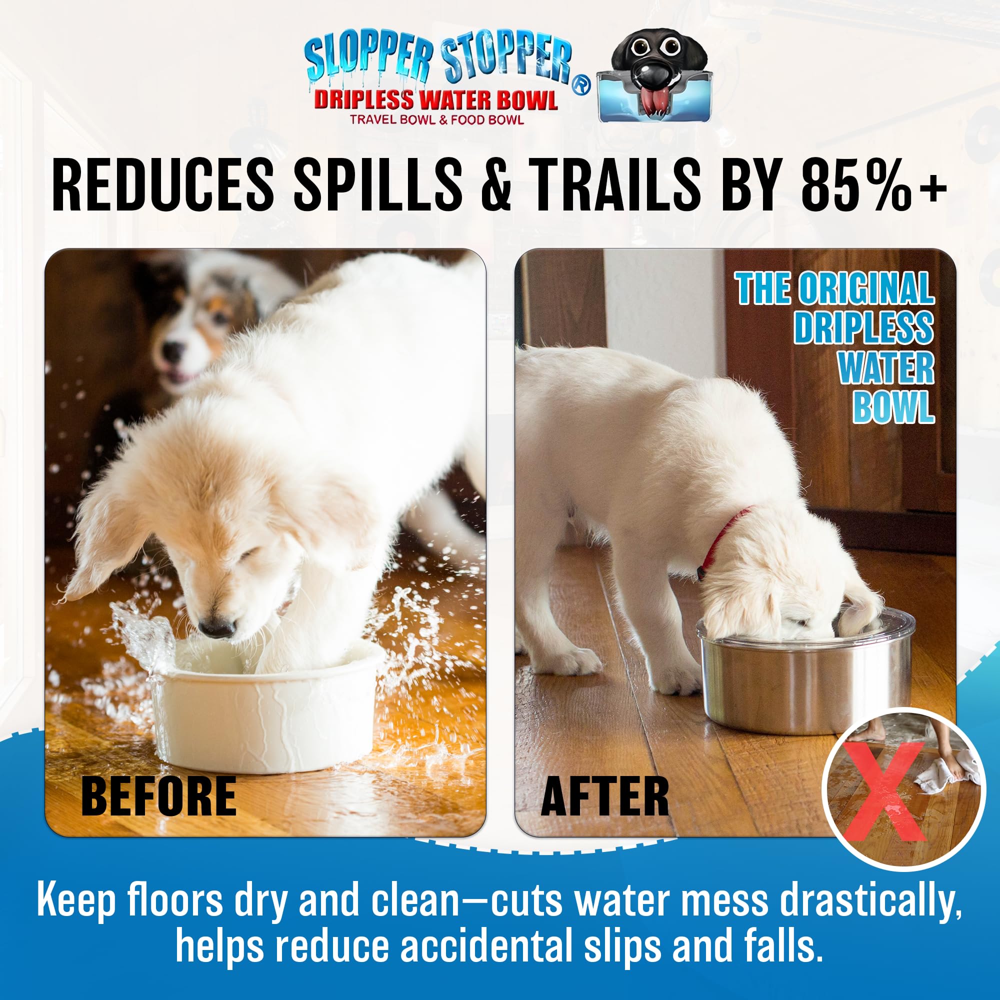 Slopper Stopper material Tritan, resistente y duradero para perros activos