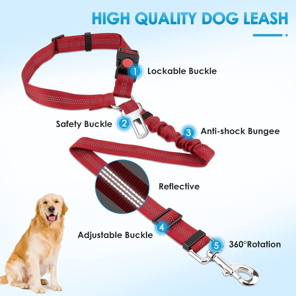 SlowTon cinturón ajustable para perro en coche, 20-32 pulgadas para mayor comodidad.