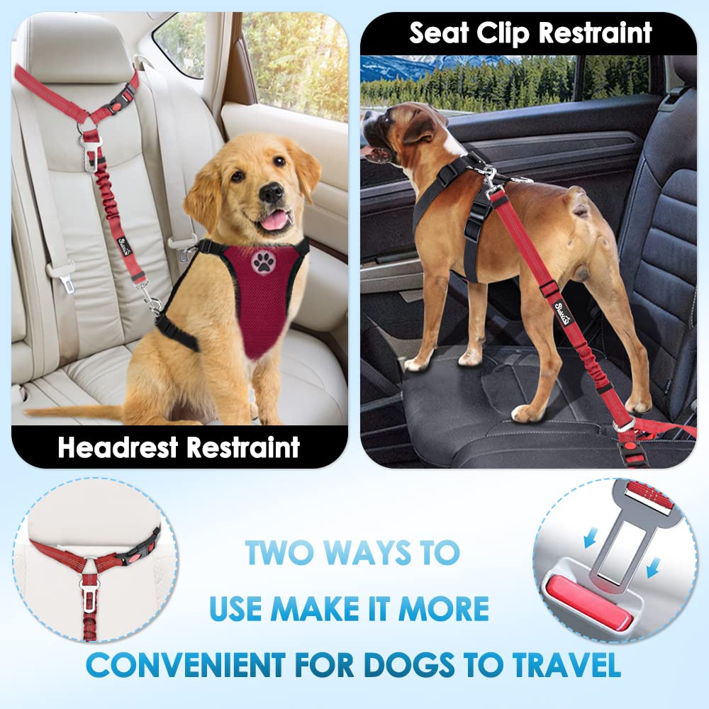 SlowTon correa para perro coche con clip 360, conecta con seguridad al arnés.