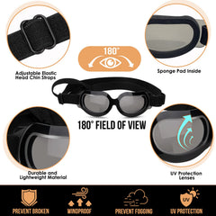 Gafas SlowTon ajustables para perro, ajuste seguro durante aventuras.