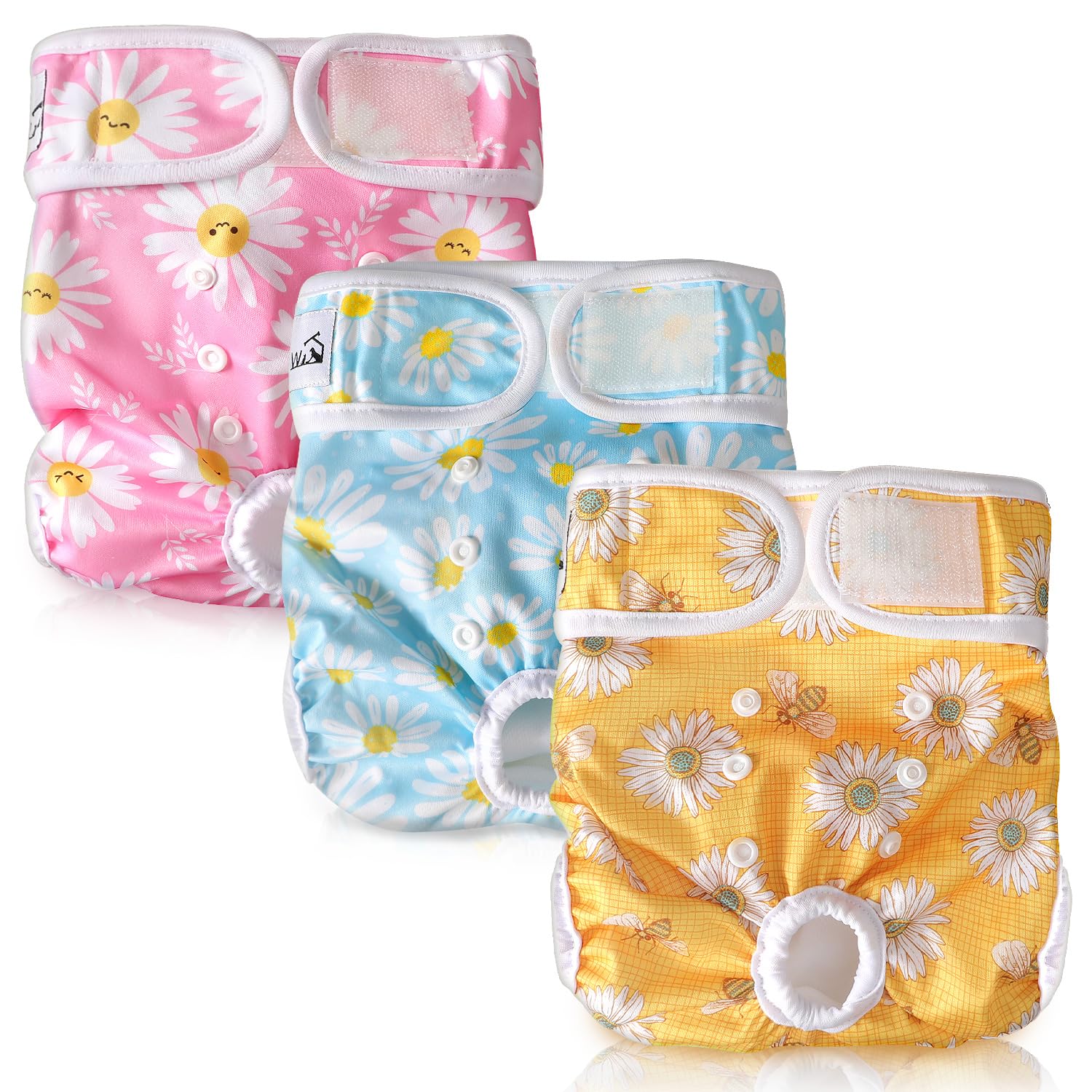 Pañales SlowTon para perros mujer, pack de 3 con ajuste de botones, cómodo y seguro.