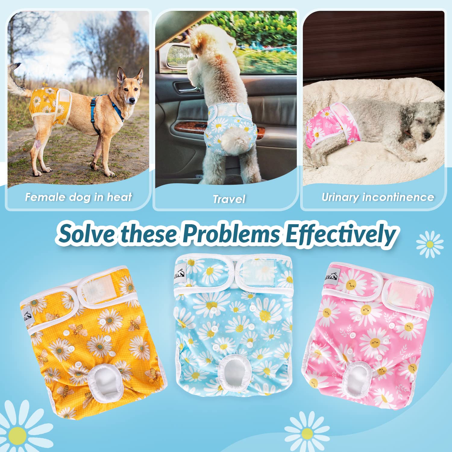 Pañales SlowTon tallas XS-L para perros pequeños, medianos y grandes.