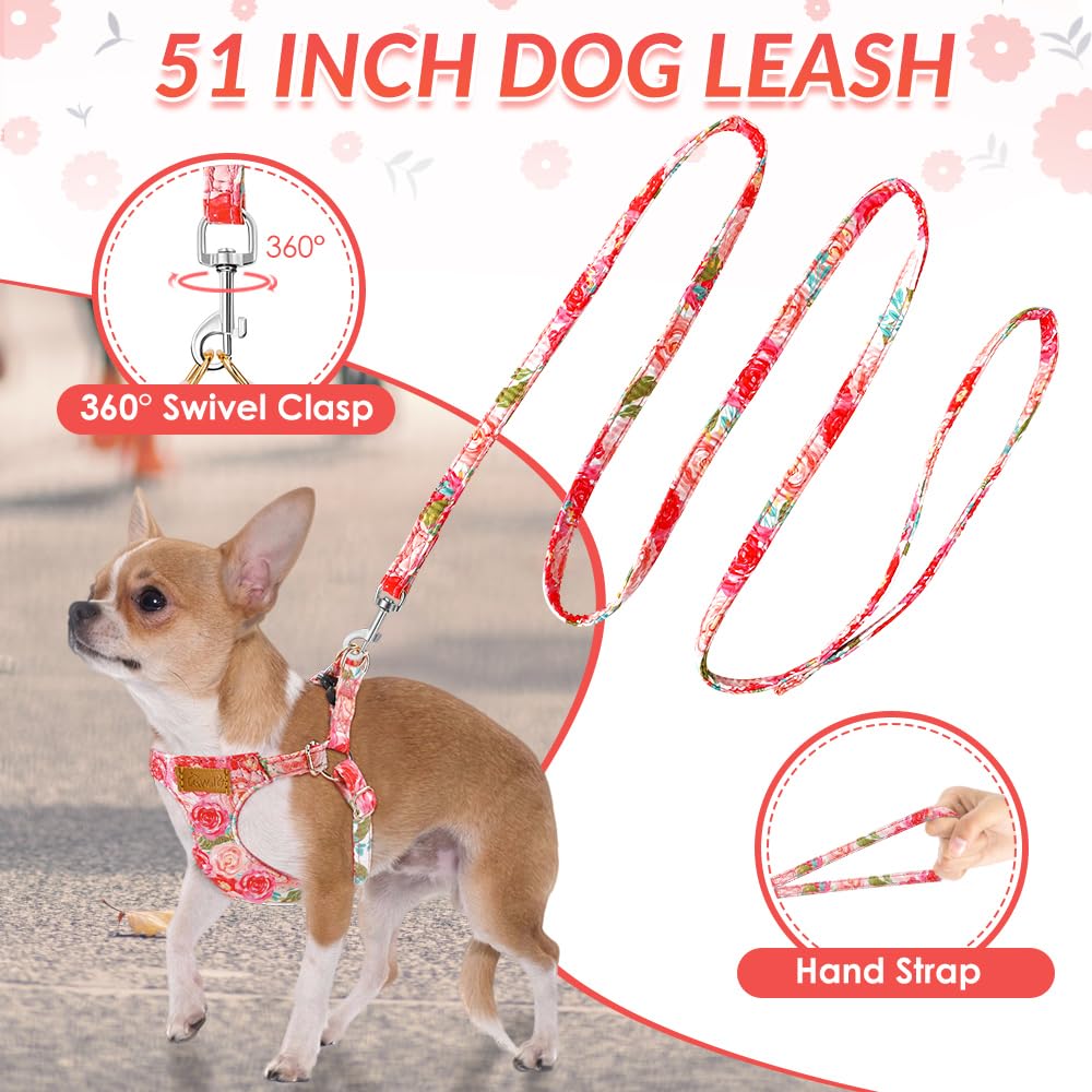 SlowTon arnés ligero para perro rosa XS, mejora comodidad durante paseos.